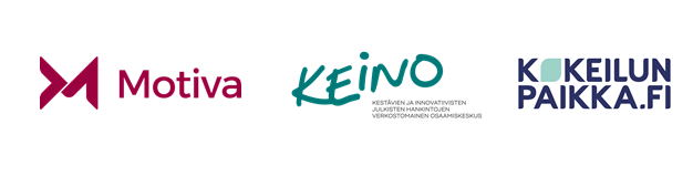motiva, keino ja kokeilun paikka -logot